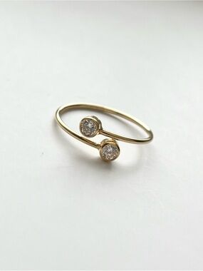 14K Gold Filled Double Bezel CZ Open Ring